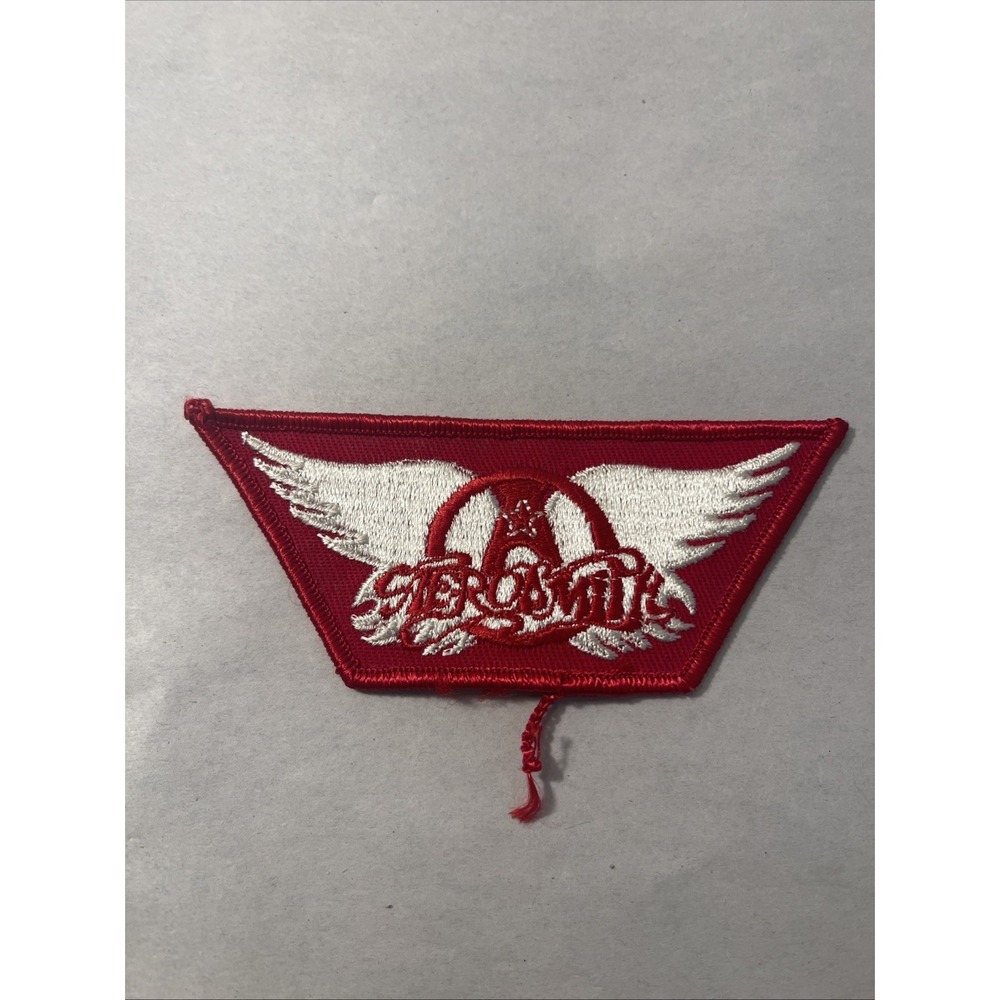 Aerosmith Rock Band Patch Embroidered Red & White Wings Vintage